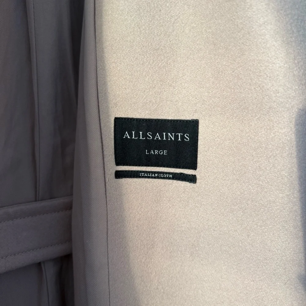 AllSaints blush pink Indira Nesi wool belted wrap coat - Large - Picture 11 of 14